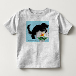 Camiseta Infantil Bebês T-Shirt Cat no Peixe Bowl
