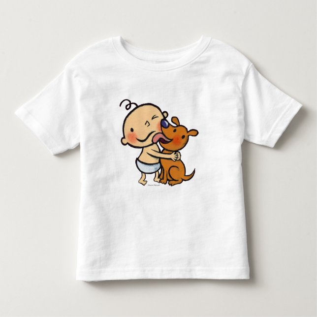 Camiseta Infantil Beijos do filhote de cachorro para o bebê (Frente)