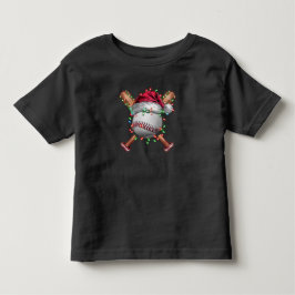 Camiseta Infantil Beisebol de Natal Papai Noel Esportes Xmas Feriado