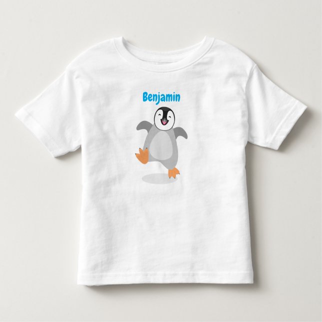 Camiseta Infantil Bela animação de pinguins feliz e esperto bebê (Frente)