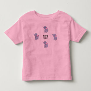 Camiseta Infantil Bela imagem de Elefante Fofo Olhando Seu Texto