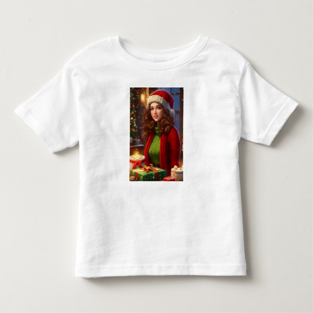 Camiseta Infantil Bela Pinup Festiva - Impressão de Arte Pensada no  (Frente)