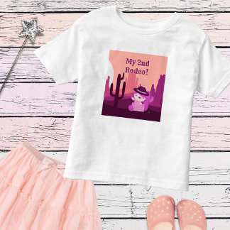 Camiseta Infantil Bela Vaca Ocidental Deserto com Idade 2 Aniversári