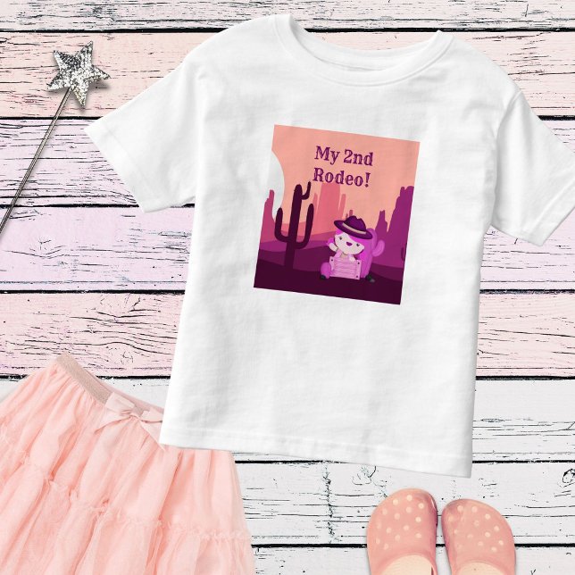 Camiseta Infantil Bela Vaca Ocidental Deserto com Idade 2 Aniversári (Criador carregado)