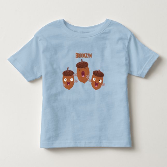 Camiseta Infantil Belas bolotas felizes cantando cartoon para crianç (Frente)