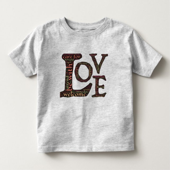 Camiseta Infantil Belo amor WordArt - Espalhar amor e compaixão (Frente)