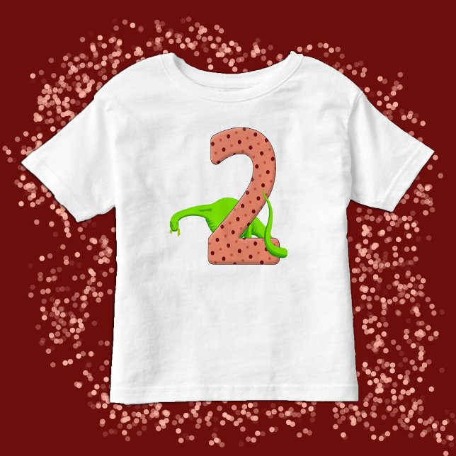 Camiseta Infantil Belo aniversário do Dinossauro Verde Longo de Dois (Criador carregado)