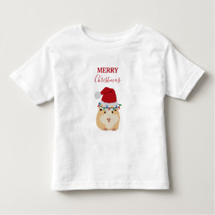 Camiseta Infantil Belo Natal Hamster Engraçado Animal Santa Hat