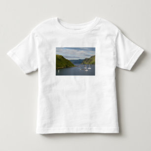 Camiseta Infantil Belo porto e veleiros com reflexos em