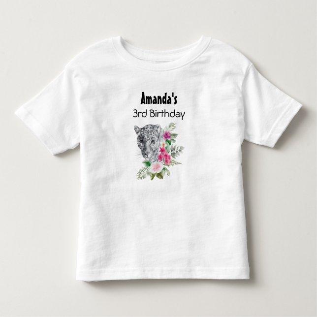 Camiseta Infantil Belo retrato da cabeça-leopardo em Watercolor (Frente)