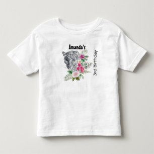 Camiseta Infantil Belo retrato da cabeça-leopardo em Watercolor Tod