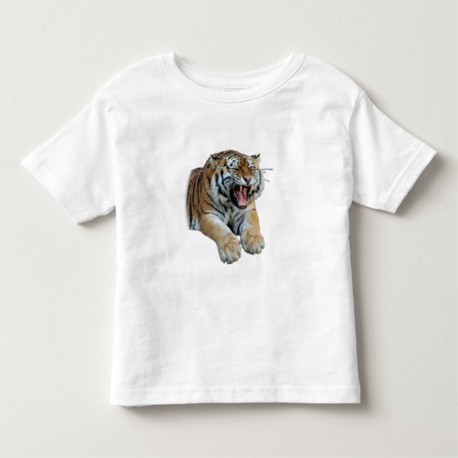 Camiseta Infantil Belo Tigre de Bengala Rosto e Dentes Foto (Frente)
