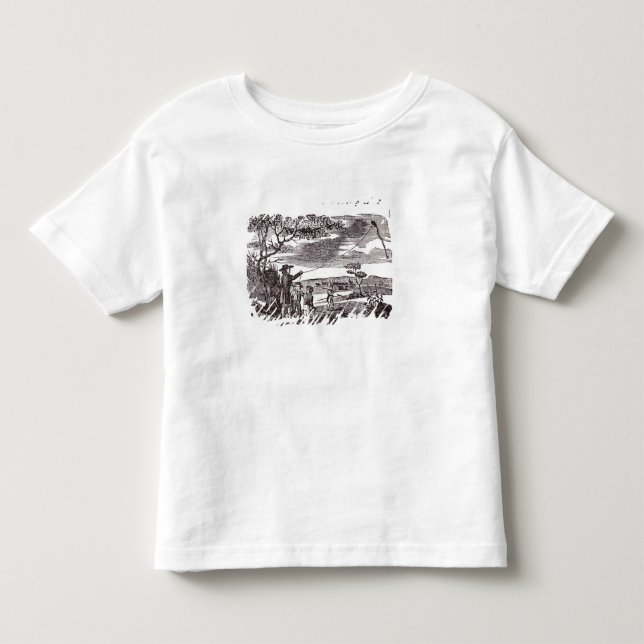 Camiseta Infantil Benjamin Franklin conduz sua experiência do (Frente)