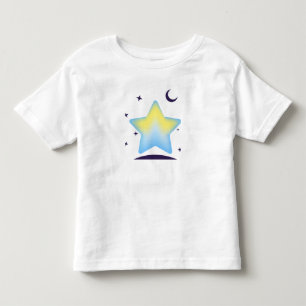 Camiseta Infantil Berçário Caprichoso de Estrelas e Lua em Pastel