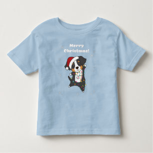 Camiseta Infantil Bernese Feliz Natal Cachorros Felizes Toddl