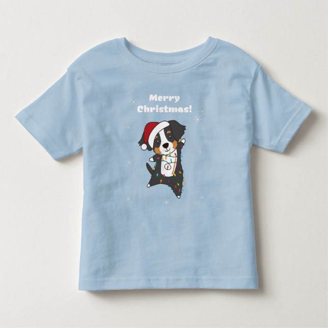 Camiseta Infantil Bernese Feliz Natal Cachorros Felizes Toddl (Frente)