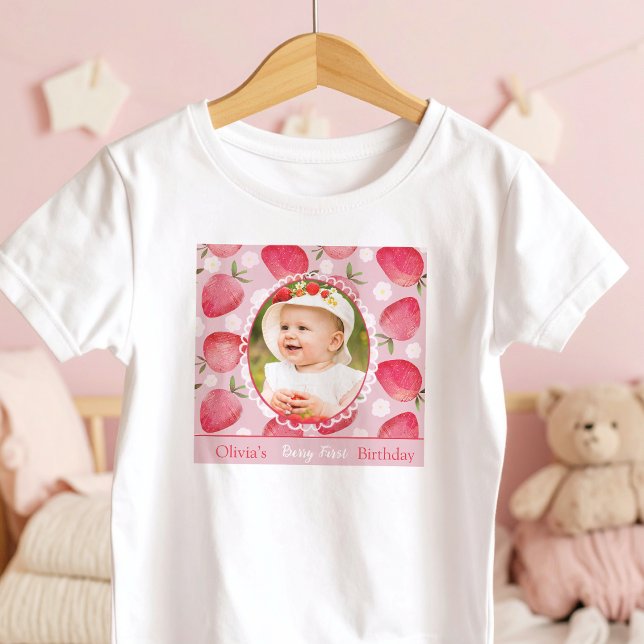 Camiseta Infantil Berry First Birthday Toddler Photo T-Shirt (Criador carregado)
