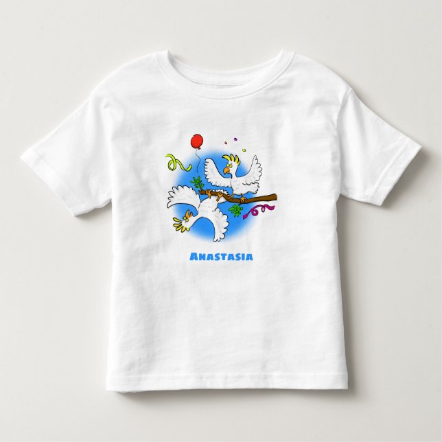 Camiseta Infantil Bicatuta de pássaros engraçados (Frente)