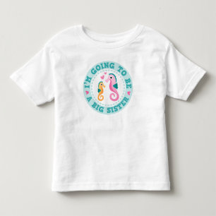 Camiseta Infantil Bicho de cavalo de mar bonito Eu vou ser uma irmã
