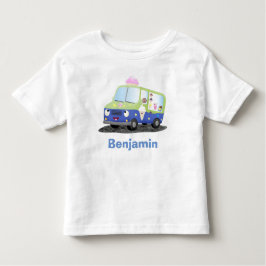 Camiseta Infantil Bicicleta de caminhão de sorvete feliz