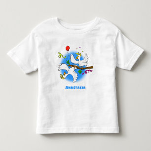 Camiseta Infantil Bicicleta de pássaros engraçados