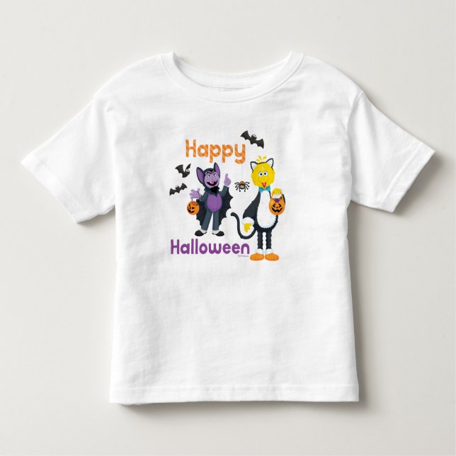 Camiseta Infantil Big Bird e Count | Feliz Dia das Bruxas (Frente)