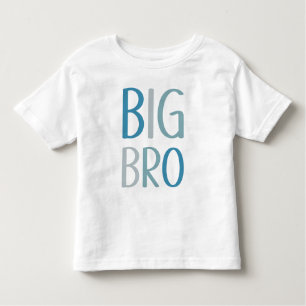 Camiseta Infantil Big Bro Green e Blue Text Boys Irmão Irmão