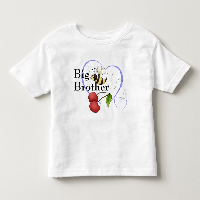 Camiseta Infantil Big Brother Bumble Bee Cherry Blue Heart (Frente)
