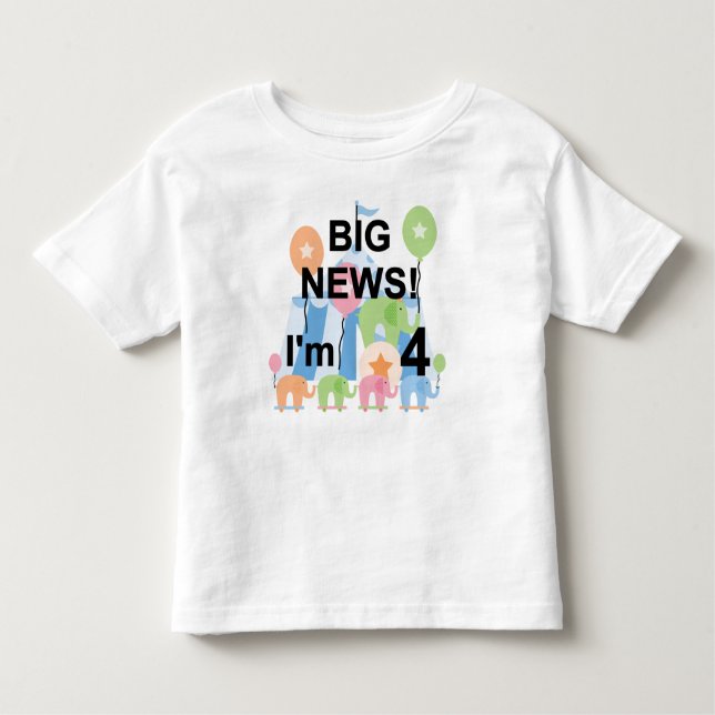 Camiseta Infantil Big News Circus 4th Birthday T shirts e presentes (Frente)