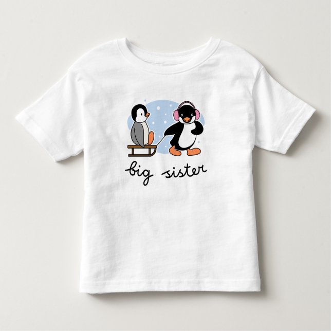 Camiseta Infantil Big Sister Penguin (Frente)