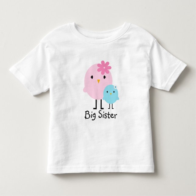 Camiseta Infantil Big Sister Primavera Birds Garotas Tee (Frente)