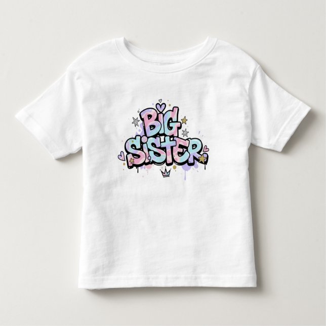 Camiseta Infantil Big Sister Shirt Cute Pastel Kids Tee (Frente)