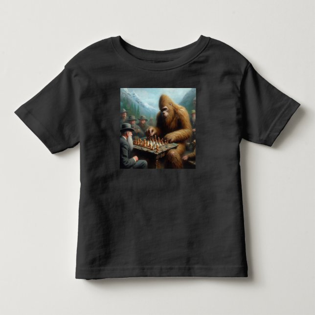 Camiseta Infantil Bigfoot Tocando Xadrez (Frente)