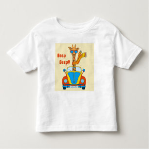 Camiseta Infantil Bipe! Girafa bonita no carro
