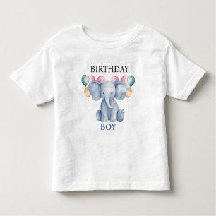 Camiseta Infantil Birthday Boy   Elefante para bebês e balões