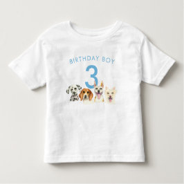 Camiseta Infantil Birthday Boy Watercolor Puppy Dogs
