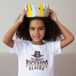 Camiseta Infantil "Birthday Buckaroo" Vaqueira Festa de Aniversário 