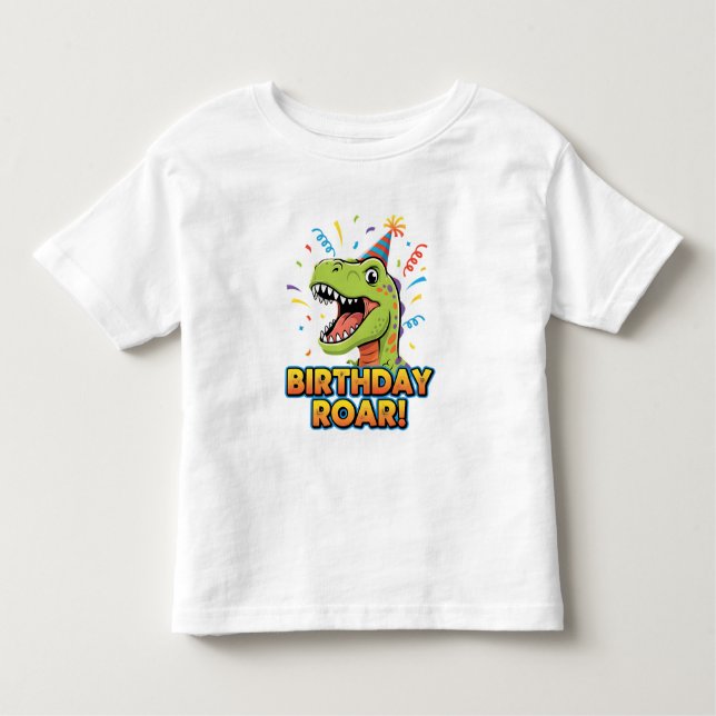 Camiseta Infantil Birthday Roar Cute Dinosaur Birthday Party Design (Frente)