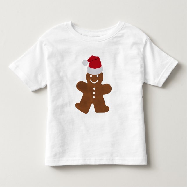 Camiseta Infantil Biscoito de Natal Bonito Homem de Pão de Mel (Frente)