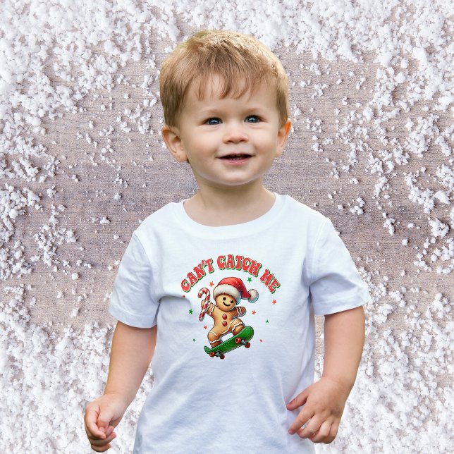 Camiseta Infantil Biscoito de Natal Gingerbread Man Fofo de Skate (Criador carregado)