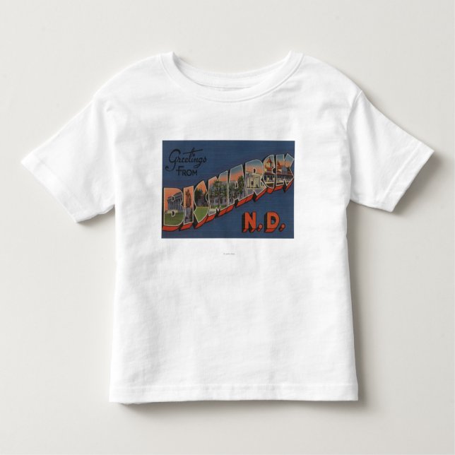Camiseta Infantil Bismarck, North Dakota - grandes cenas da letra (Frente)