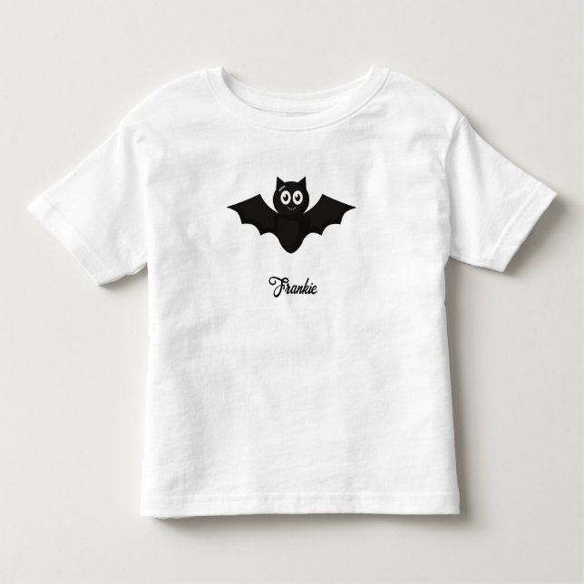 Camiseta Infantil Black Bat Personalised Name Toddler T-shirt (Frente)