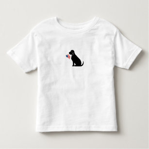 Camiseta Infantil Black Lab Dog Silhouket American Flag Patriótico
