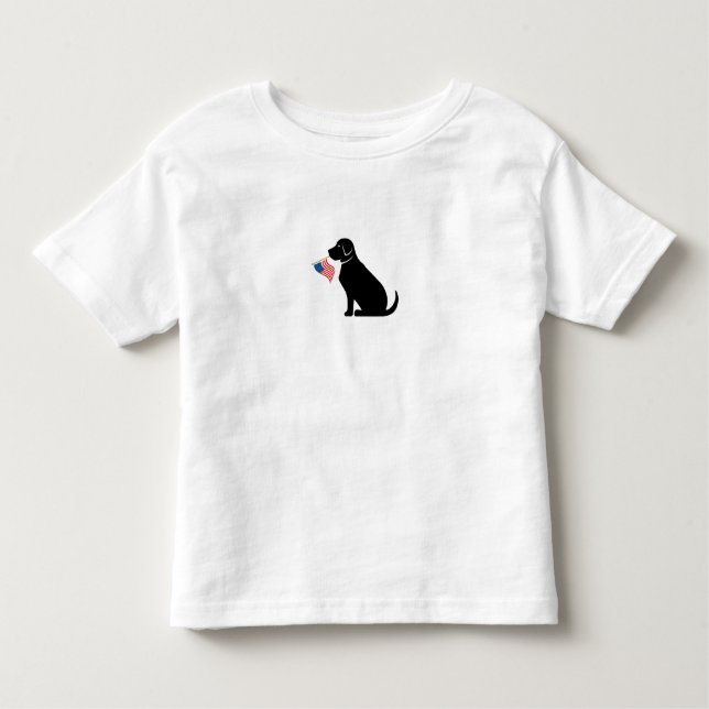 Camiseta Infantil Black Lab Dog Silhouket American Flag Patriótico (Frente)