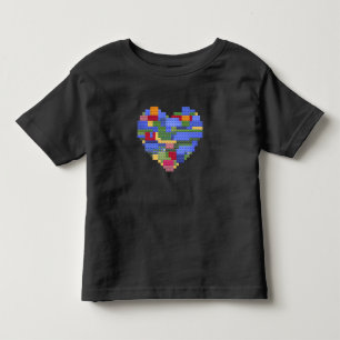 Camiseta Infantil Bloco do Construtor Mestre Tijolo Construção Coraç