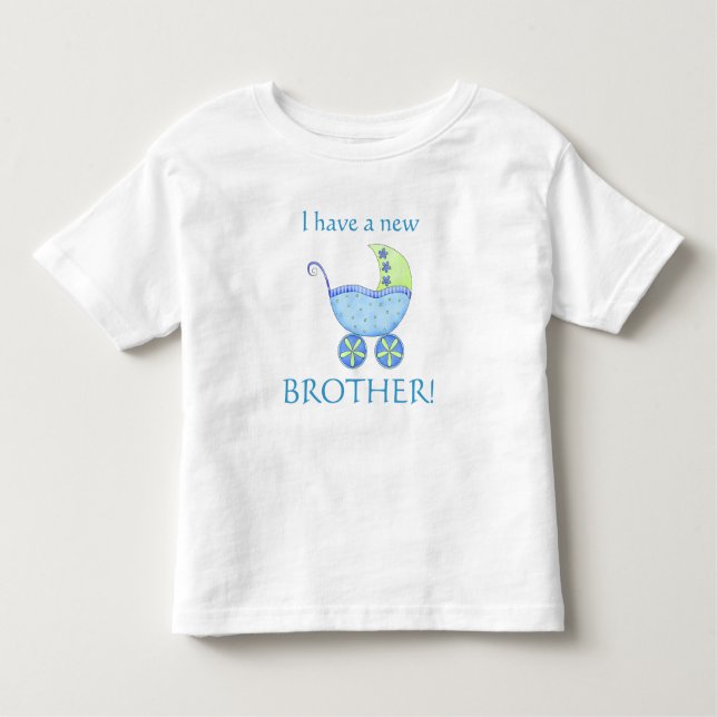 Camiseta Infantil Blue Baby Buggy "I have a New Brother" Toddler (Frente)