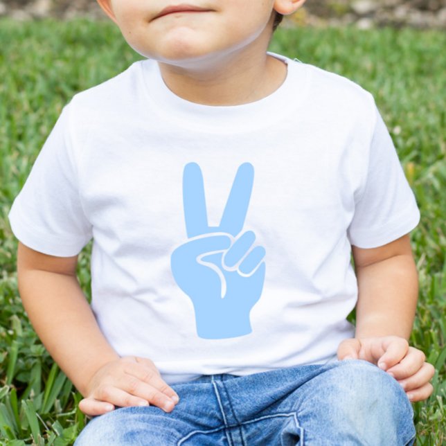 Camiseta Infantil Blue segundo aniversário Peace Out Sign Two Deuce (Criador carregado)