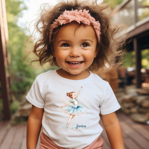 Camiseta Infantil Blue Watercolor Ballerina Dancer
