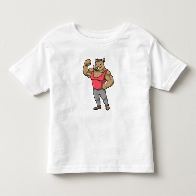 Camiseta Infantil Boar Bodybuilder Bodybuilding Músculos (Frente)