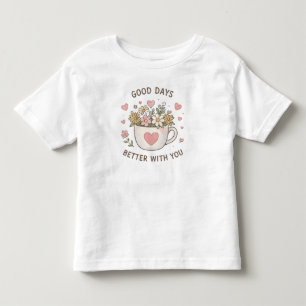 Camiseta Infantil Boas Dias São Melhores Com Você Citação de Xícara